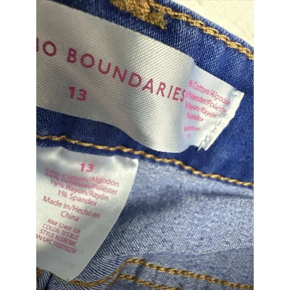 NO BOUNDARIES Jeans Women's Sz 13 Button Fly High Rise Bright Blue Denim Skinny